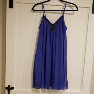 Express Flowy Beaded Blue Dress